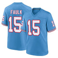 Choea T.Titans #15 Keldric Faulk Player Light Blue Oilers Throwback Home Game Stitched Jerseys