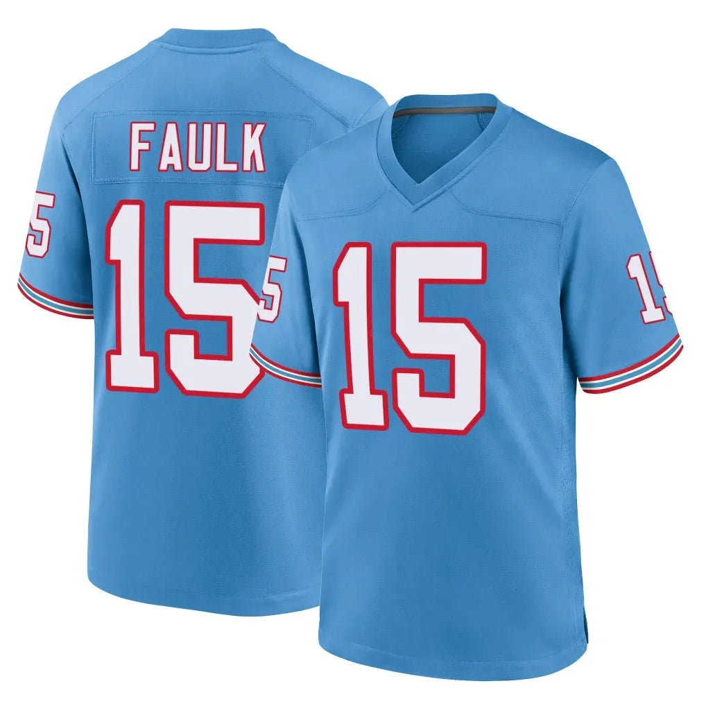 Choea T.Titans #15 Keldric Faulk Player Light Blue Oilers Throwback Home Game Stitched Jerseys