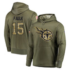 Choea T.Titans #15 Keldric Faulk Player Olive Salute to Service Pullover Hoodies Home Game Stitched Jerseys