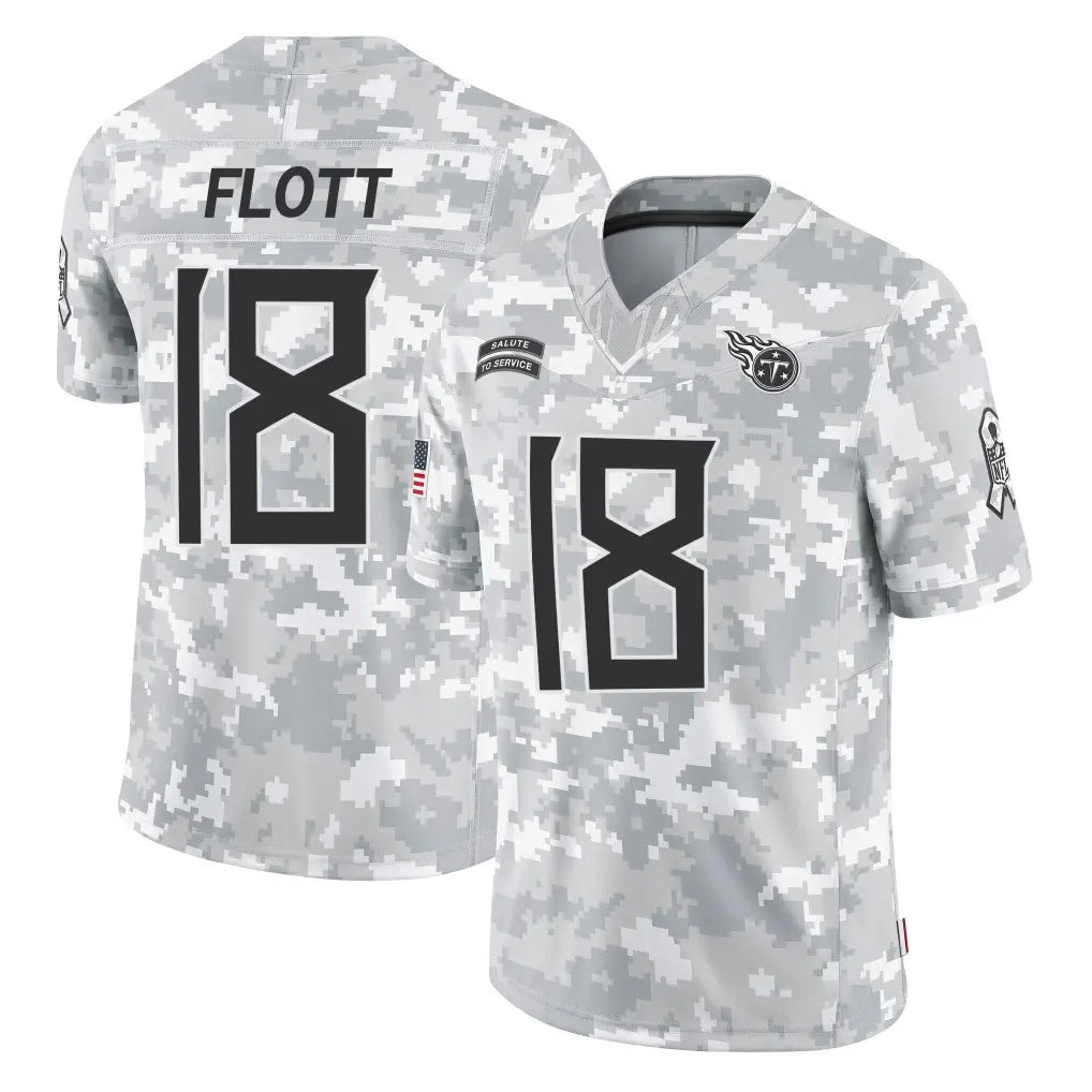 Choea T.Titans #18 Cor'Dale Flott Player Arctic Camo Limited Salute to Service Home Game Stitched Jerseys