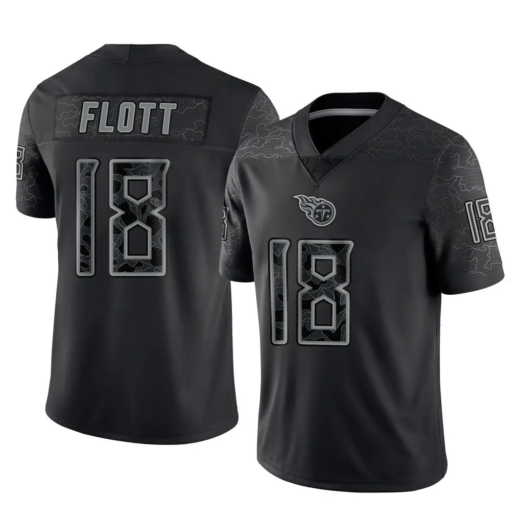 Choea T.Titans #18 Cor'Dale Flott Player Black Limited Reflective Home Game Stitched Jerseys
