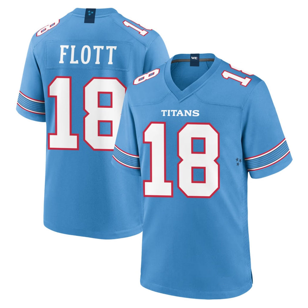 Choea T.Titans #18 Cor'Dale Flott Player Light Blue 2026 Game Home Stitched Jerseys