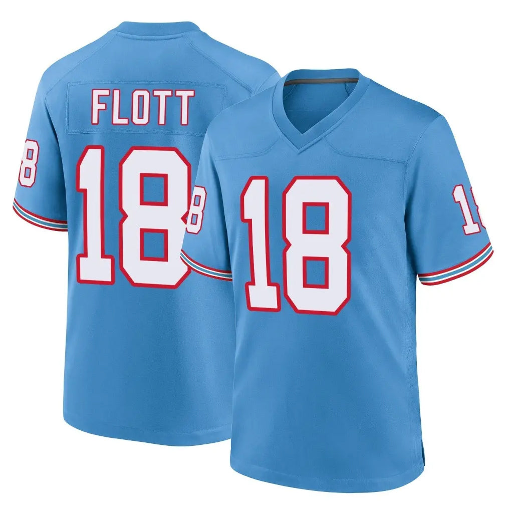 Choea T.Titans #18 Cor'Dale Flott Player Light Blue Oilers Throwback Home Game Stitched Jerseys