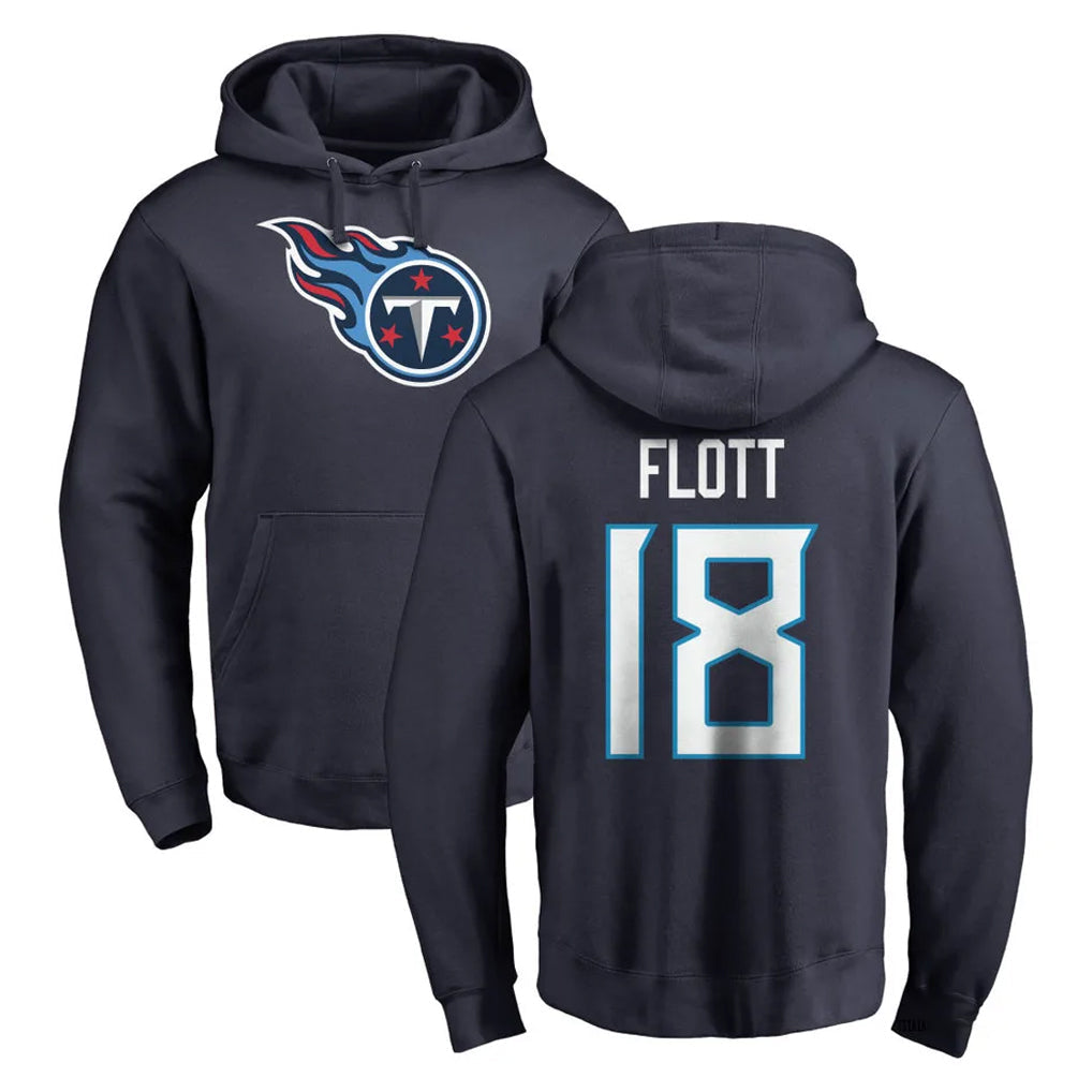 Choea T.Titans #18 Cor'Dale Flott Player Navy Logo Pullover Hoodies Home Game Stitched Jerseys