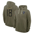 Choea T.Titans #18 Cor'Dale Flott Player Olive Salute to Service Hoodies Home Game Stitched Jerseys