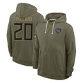 Choea T.Titans #20 Tony Pollard Player Olive Salute to Service Hoodies Home Game Stitched Jerseys