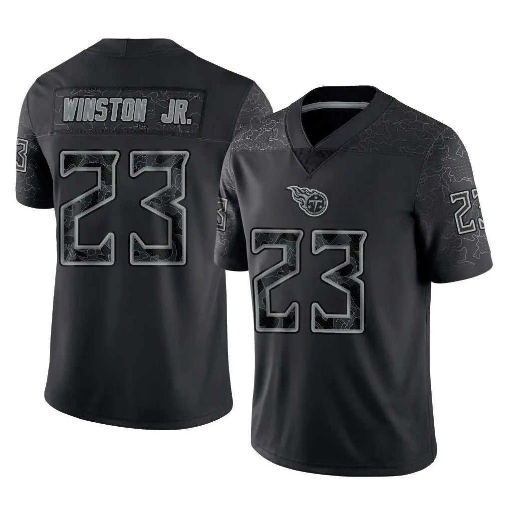 Choea T.Titans #23 Kevin Winston Jr. Player Black Limited Reflective Home Game Stitched Jerseys