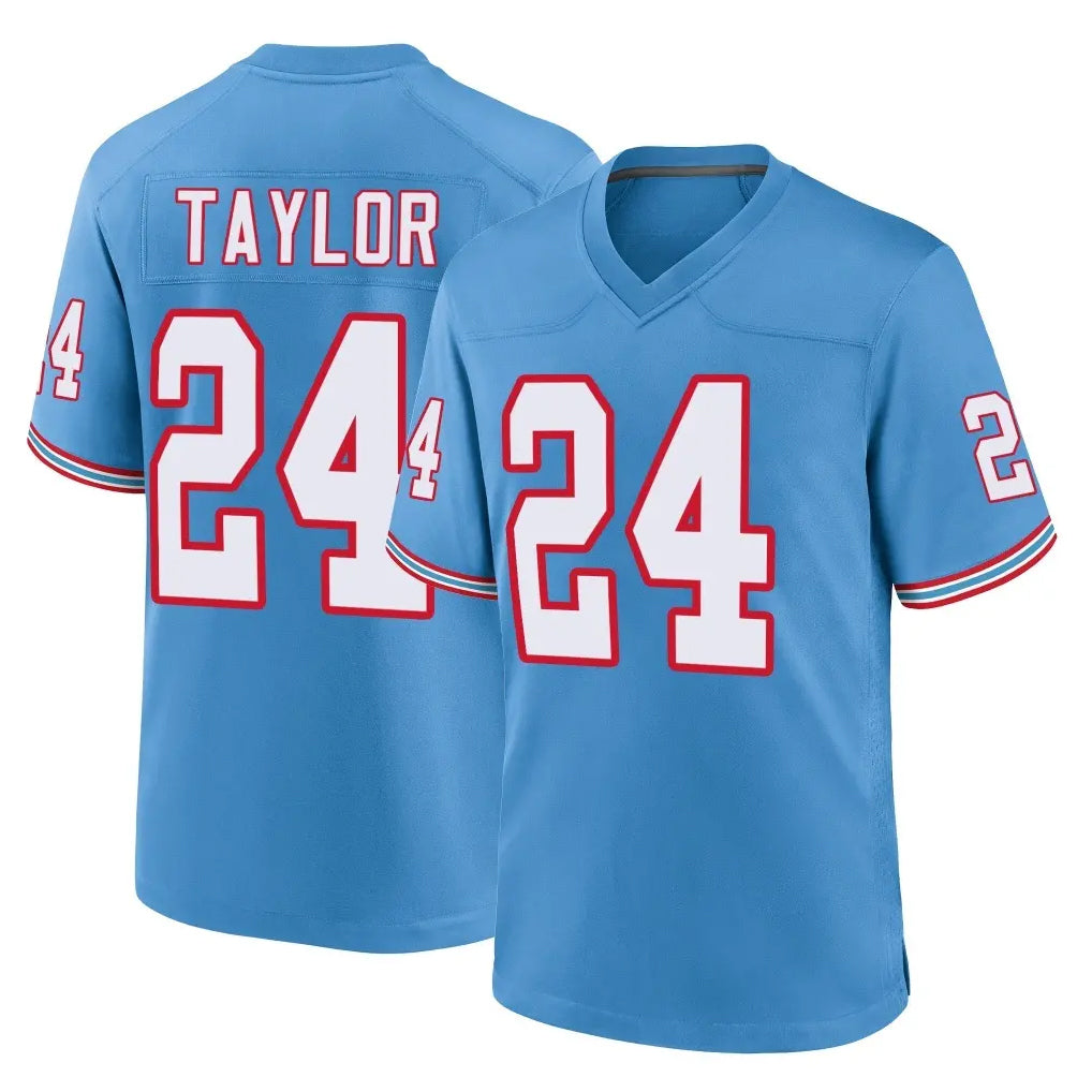 Choea T.Titans #24 Alontae Taylor Player Light Blue Oilers Throwback Home Game Stitched Jerseys