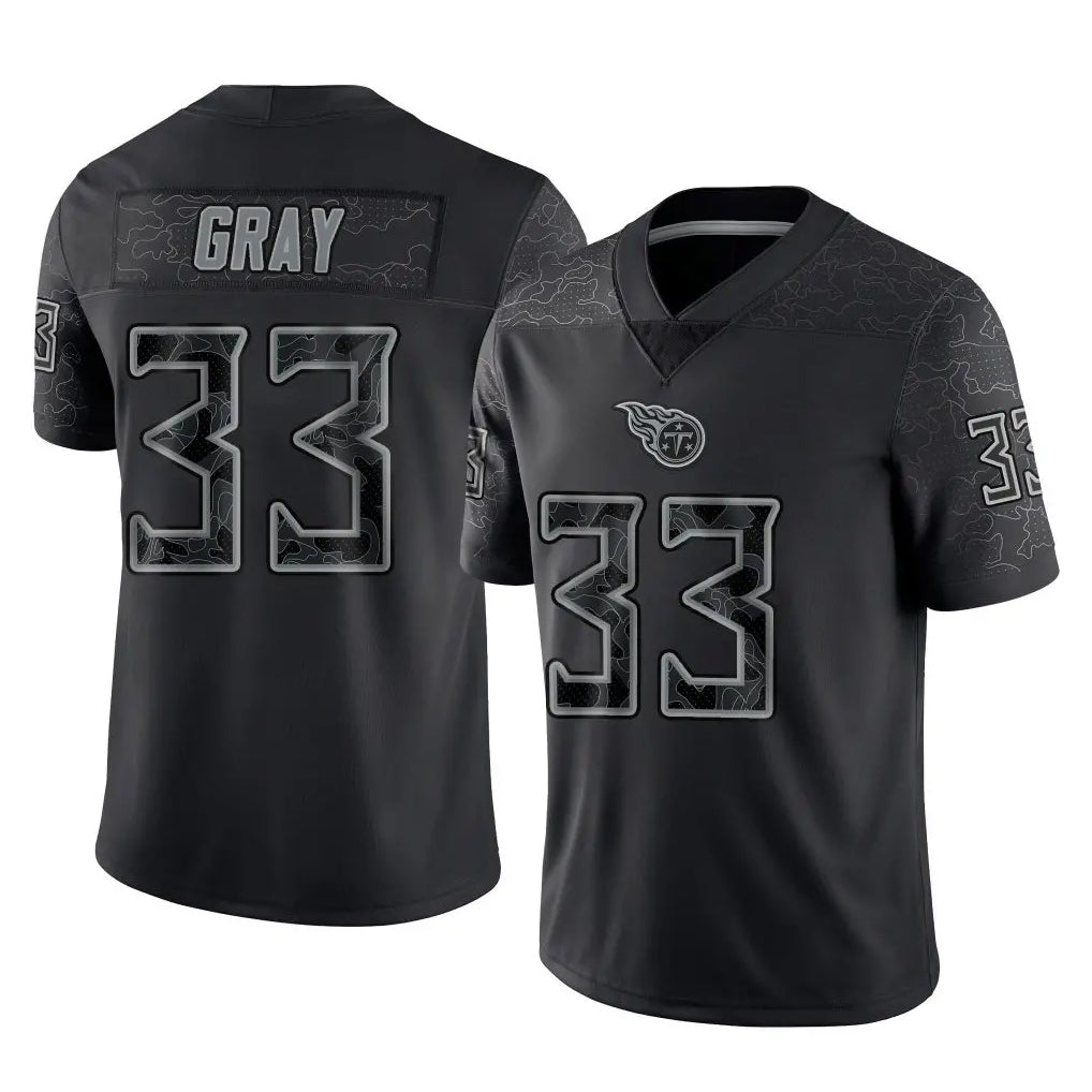 Choea T.Titans #33 Cedric Gray Player Black Limited Reflective Home Game Stitched Jerseys