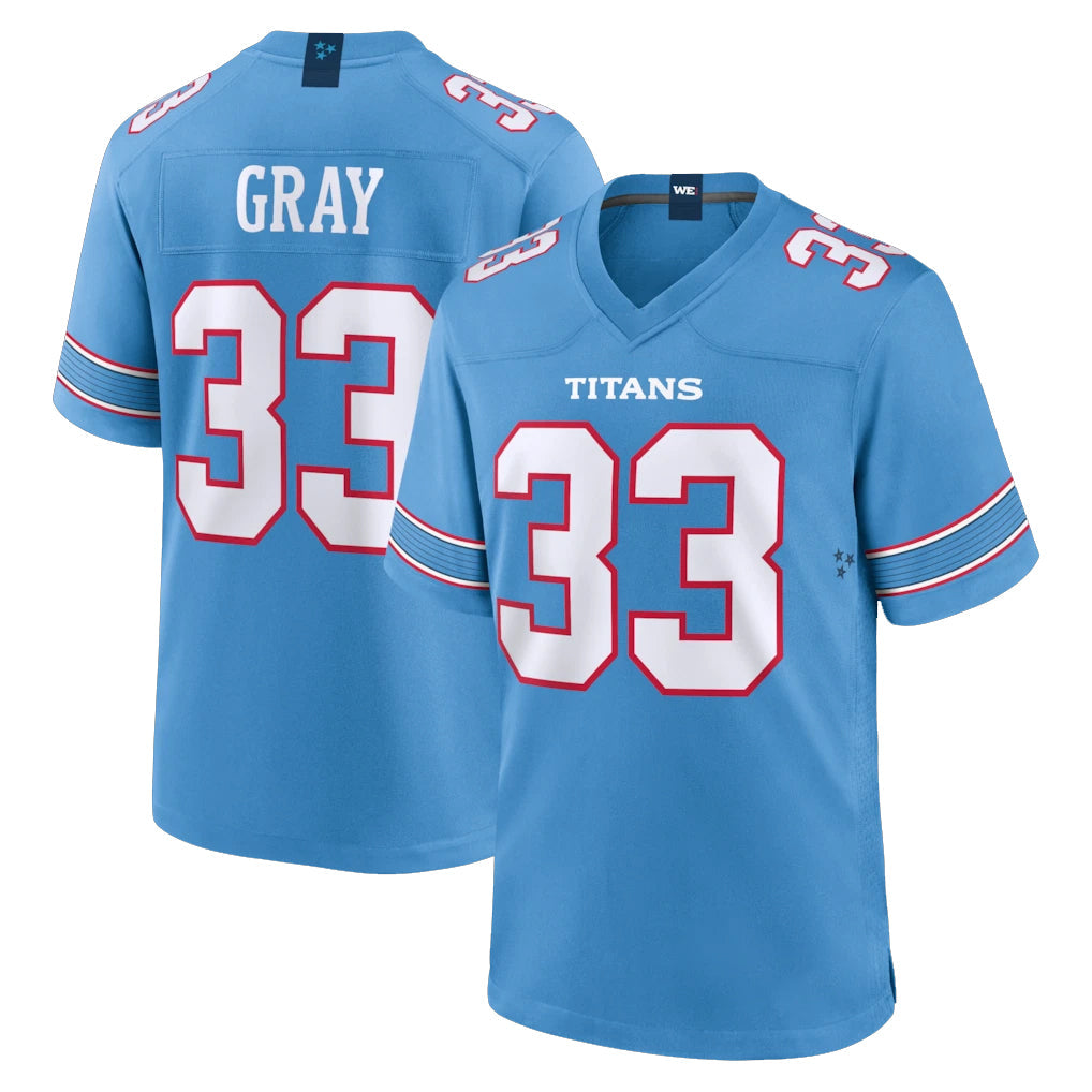 Choea T.Titans #33 Cedric Gray Player Light Blue 2026 Game Home Stitched Jerseys