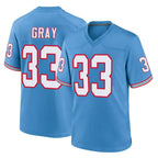 Choea T.Titans #33 Cedric Gray Player Light Blue Oilers Throwback Home Game Stitched Jerseys