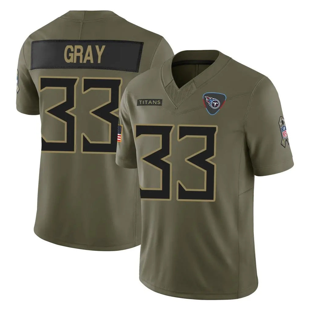Choea T.Titans #33 Cedric Gray Player Olive Limited 2025 Salute to Service Home Game Stitched Jerseys