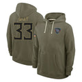 Choea T.Titans #33 Cedric Gray Player Olive Salute to Service Hoodies Home Game Stitched Jerseys