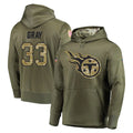 Choea T.Titans #33 Cedric Gray Player Olive Salute to Service Pullover Hoodies Home Game Stitched Jerseys
