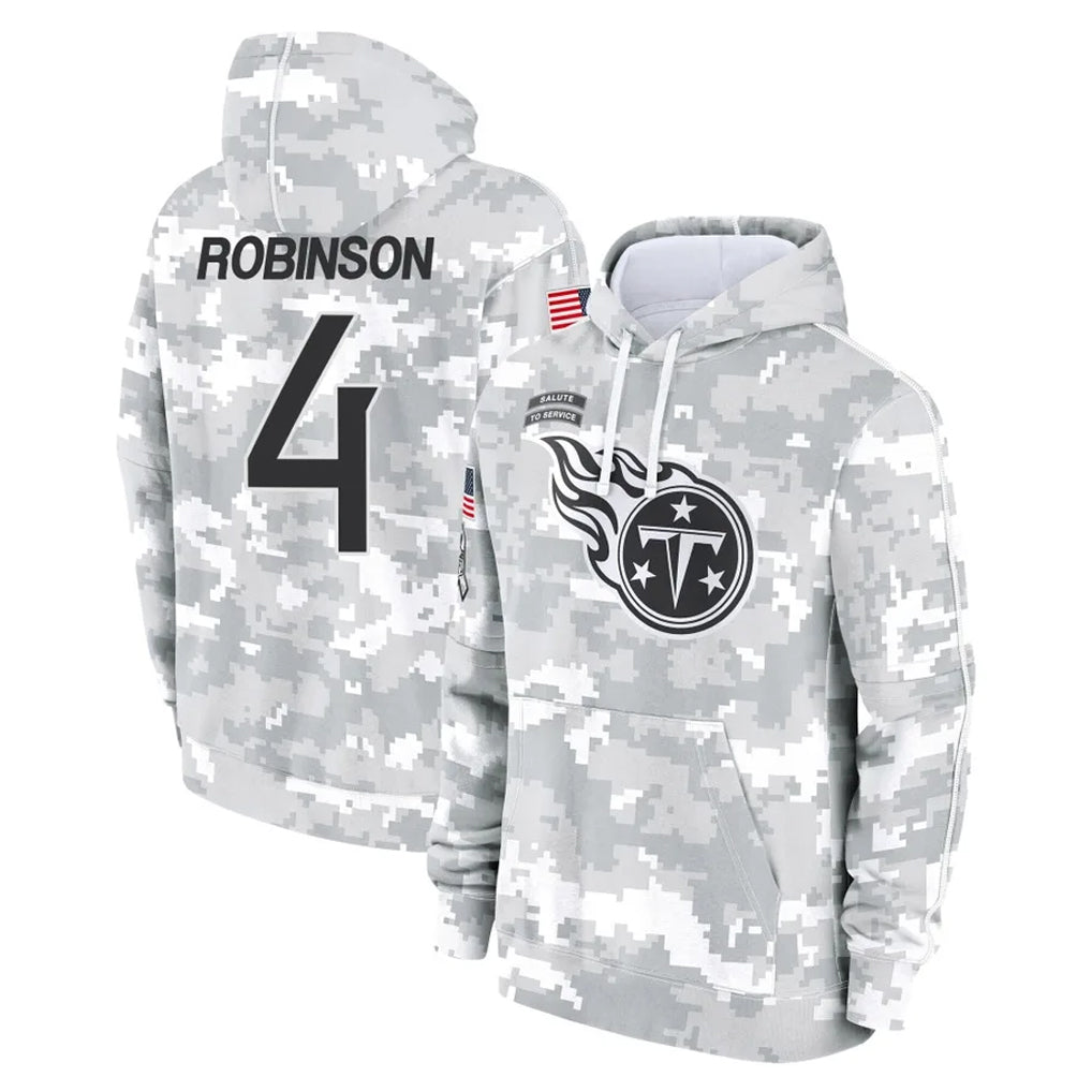 Choea T.Titans #4 Wan'Dale Robinson Player Camo Arctic Salute to Service Pullover Hoodies Home Game Stitched Jerseys
