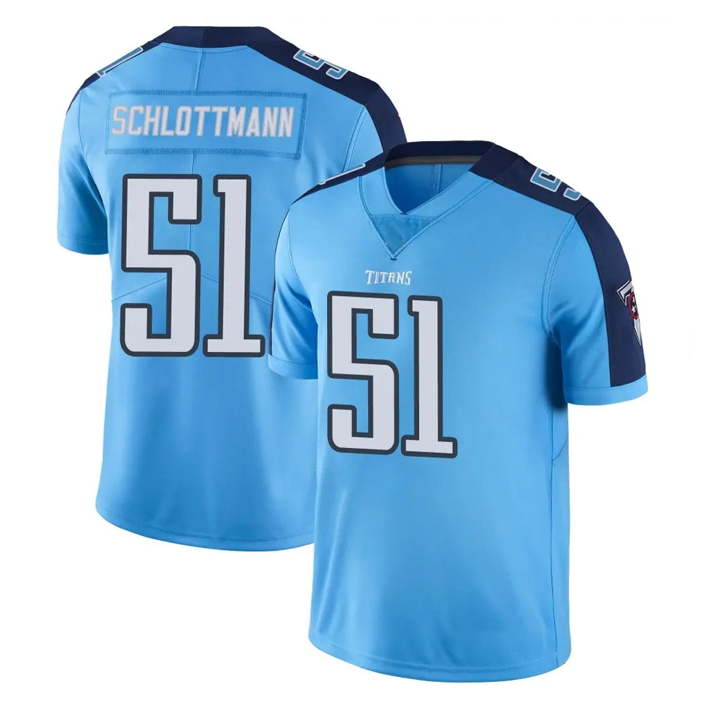 Choea T.Titans #51 Austin Schlottmann Player Light Blue Limited Color Rush Home Game Stitched Jerseys