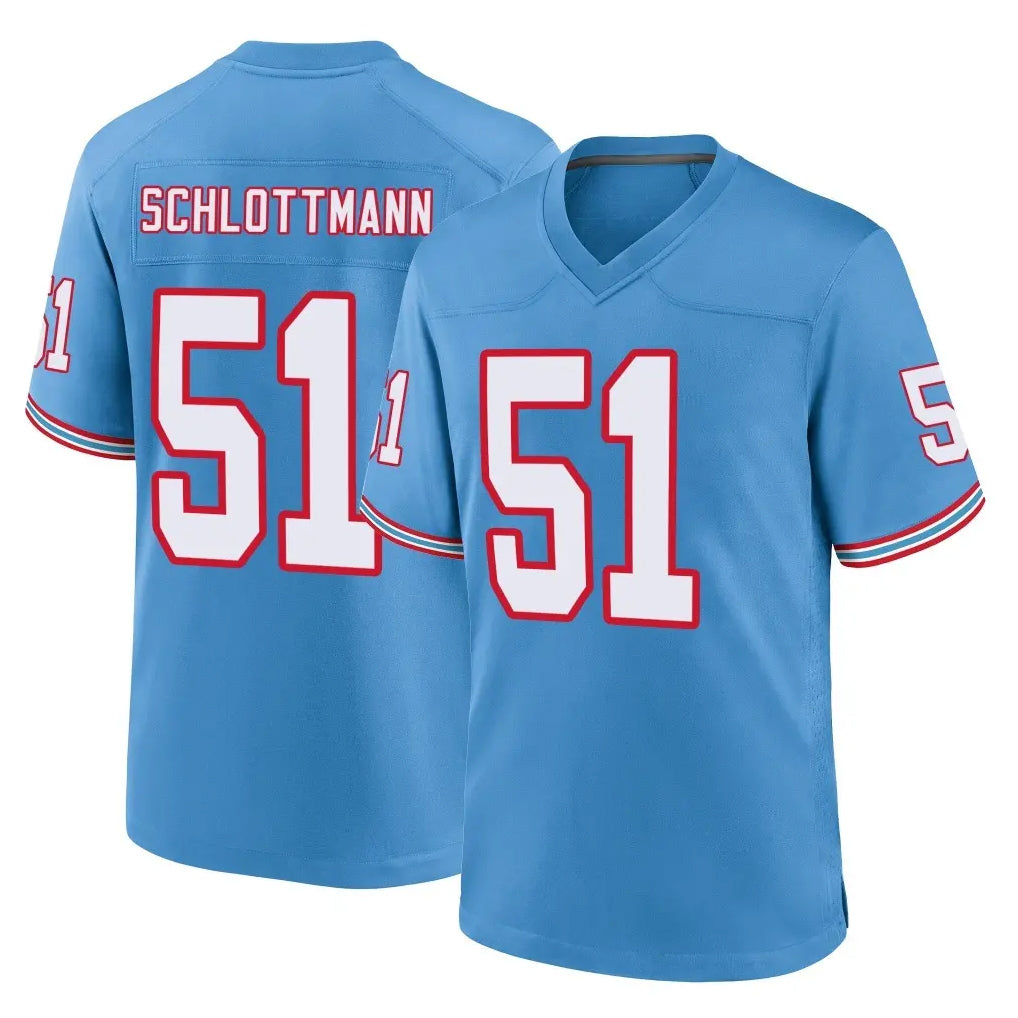 Choea T.Titans #51 Austin Schlottmann Player Light Blue Oilers Throwback Home Game Stitched Jerseys