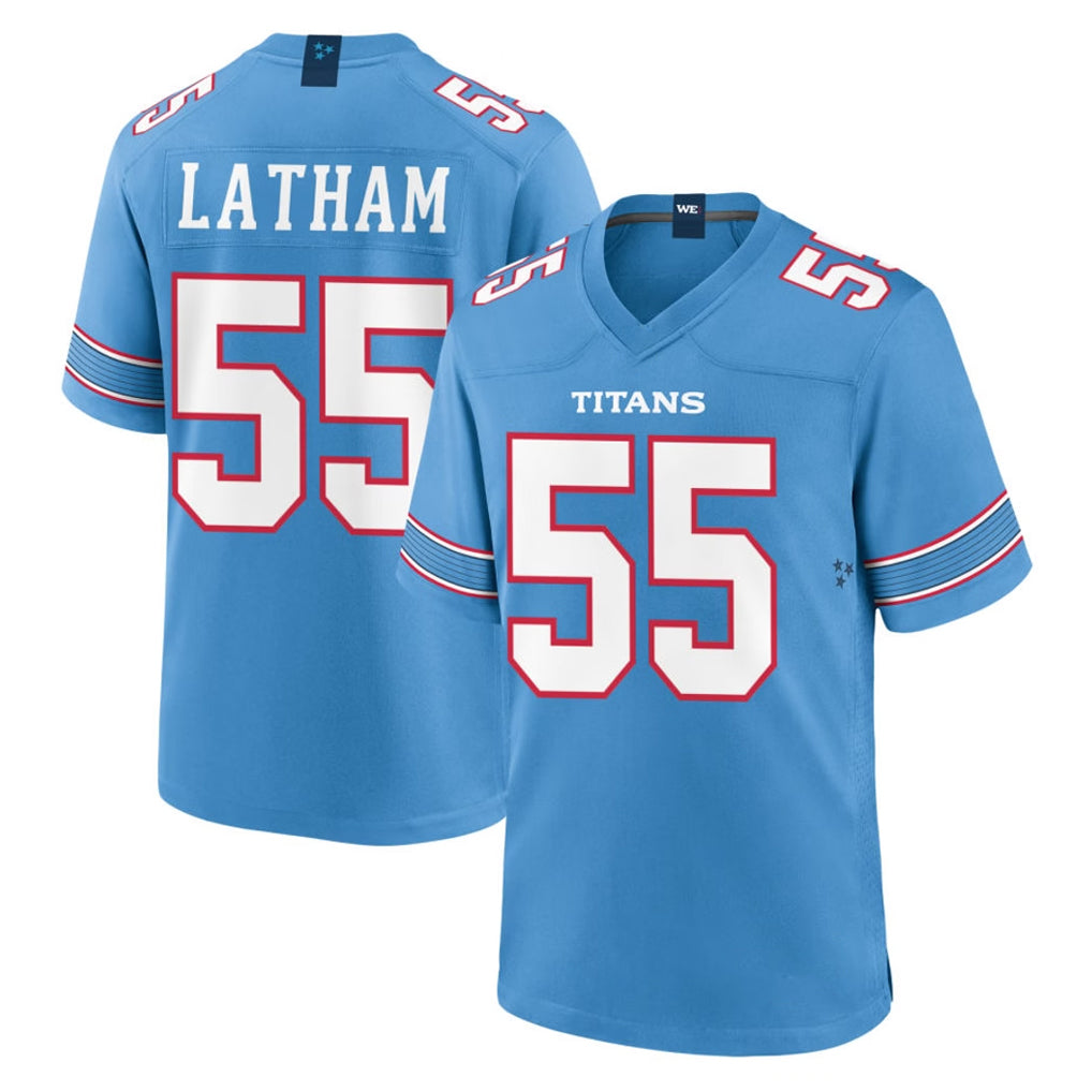 Choea T.Titans #55 JC Latham Player Light Blue 2026 Game Home Stitched Jerseys