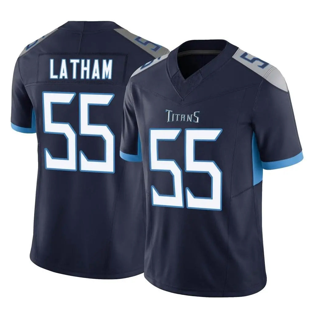 Choea T.Titans #55 JC Latham Player Navy Limited Vapor F.U.S.E. Home Game Stitched Jerseys