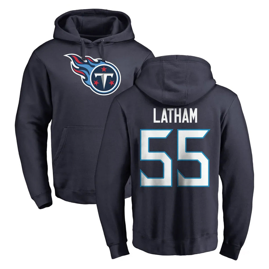 Choea T.Titans #55 JC Latham Player Navy Logo Pullover Hoodies Home Game Stitched Jerseys