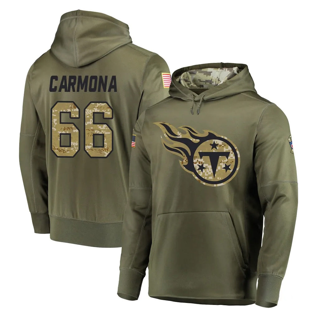 Choea T.Titans #66 Fernando Carmona Jr. Player Olive Salute to Service Pullover Hoodies Home Game Stitched Jerseys