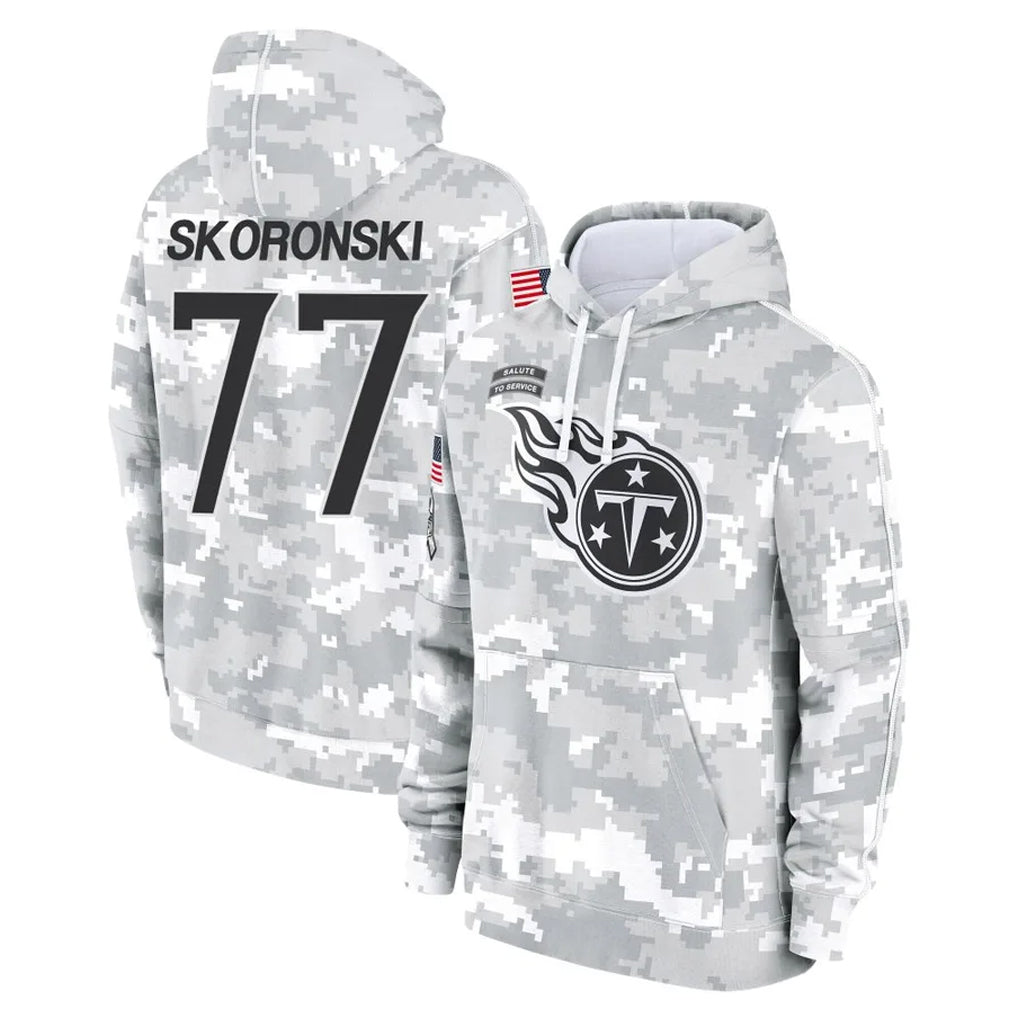 Choea T.Titans #77 Peter Skoronski Player Camo Arctic Salute to Service Pullover Hoodies Home Game Stitched Jerseys