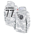 Choea T.Titans #77 Peter Skoronski Player Camo Arctic Salute to Service Pullover Hoodies Home Game Stitched Jerseys