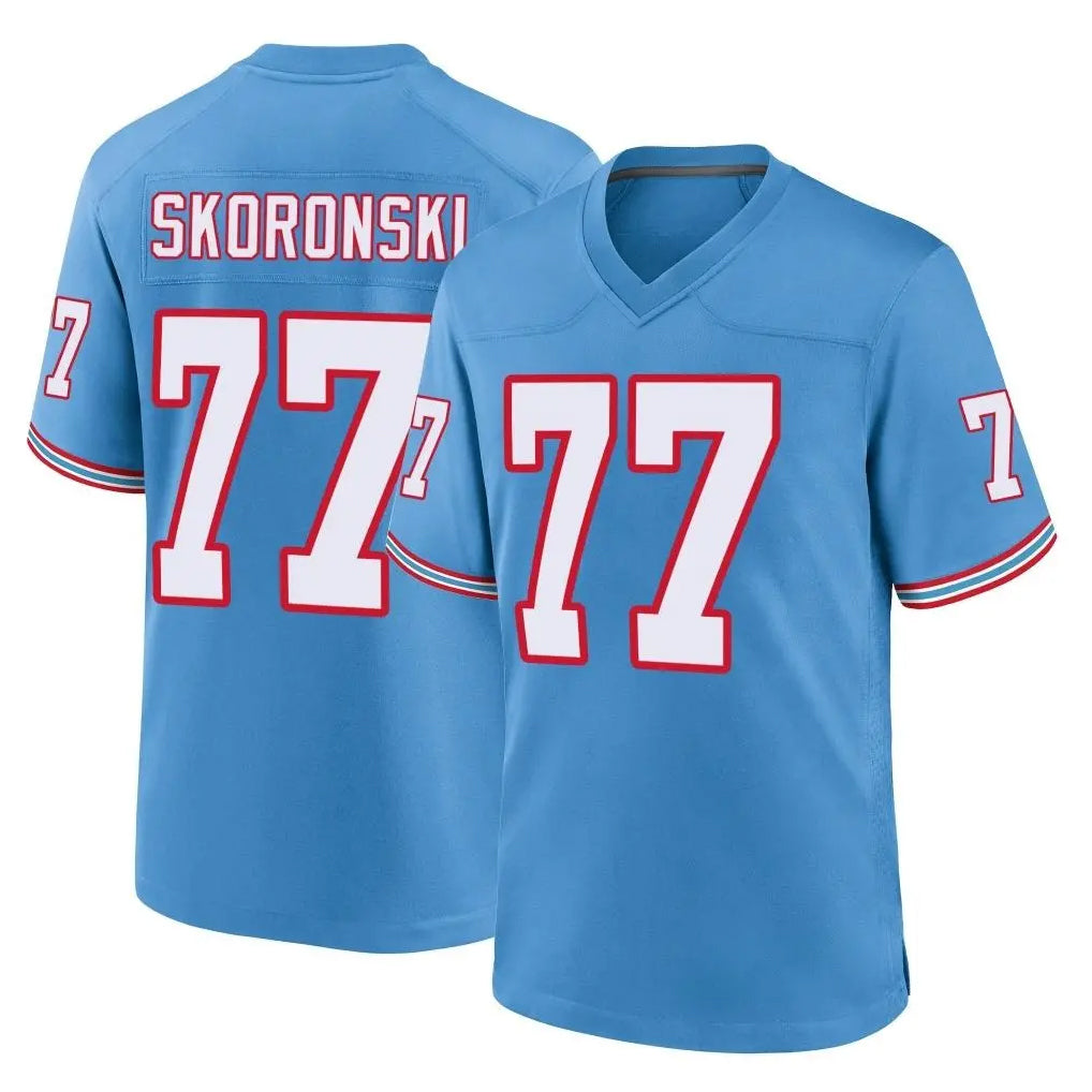 Choea T.Titans #77 Peter Skoronski Player Light Blue Oilers Throwback Home Game Stitched Jerseys