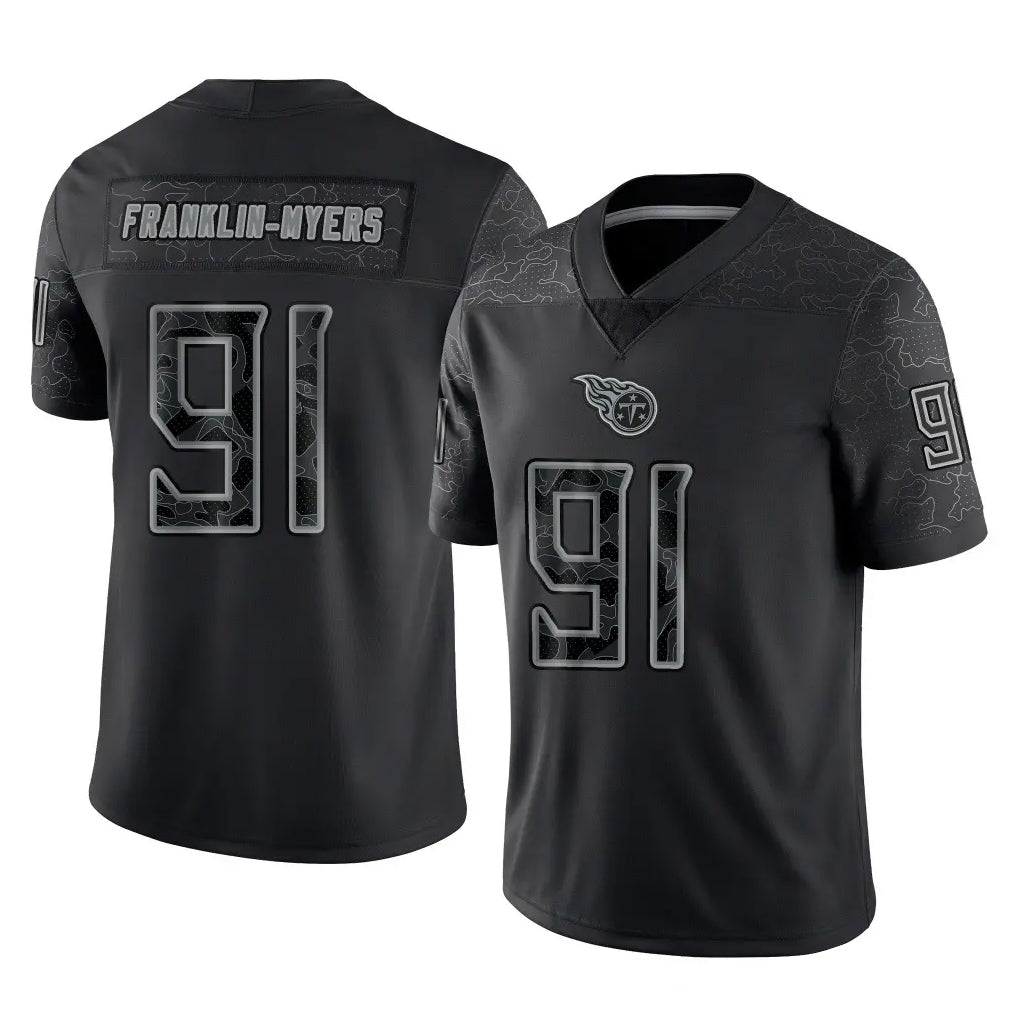 Choea T.Titans #91 John Franklin-Myers Player Black Limited Reflective Home Game Stitched Jerseys