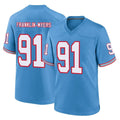 Choea T.Titans #91 John Franklin-MyersPlayer Light Blue Oilers Throwback Home Game Stitched Jerseys