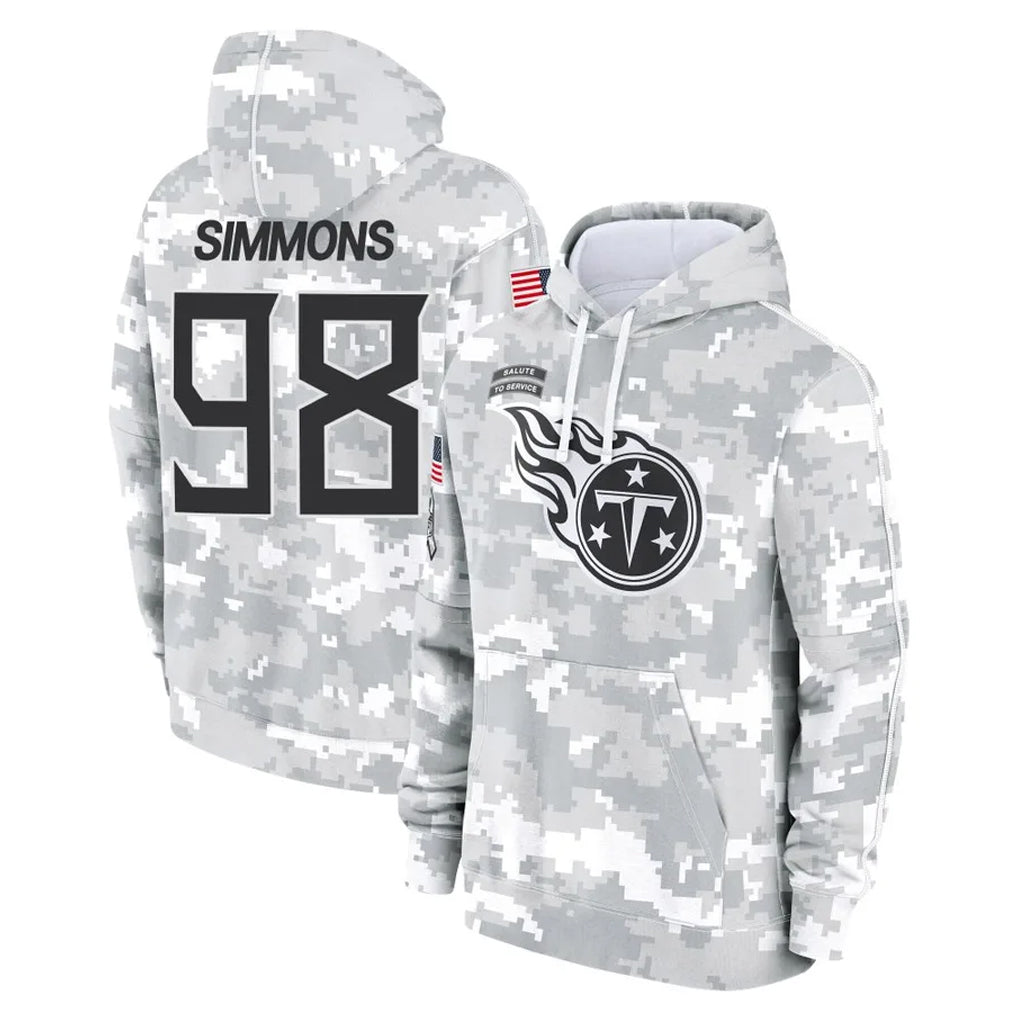 Choea T.Titans #98 Jeffery Simmons Player Camo Arctic Salute to Service Pullover Hoodies Home Game Stitched Jerseys