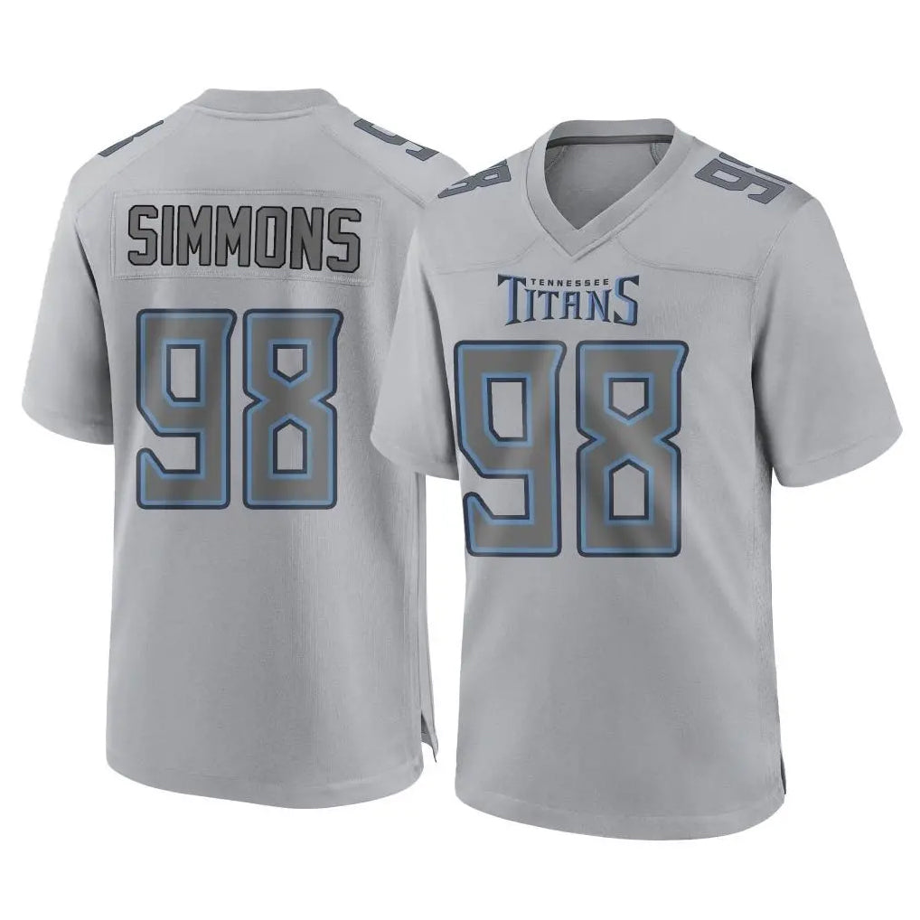 Choea T.Titans #98 Jeffery Simmons Player Gray Atmosphere Fashion Home Game Stitched Jerseys
