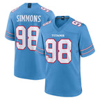 Choea T.Titans #98 Jeffery Simmons Player Light Blue 2026 Game Home Stitched Jerseys