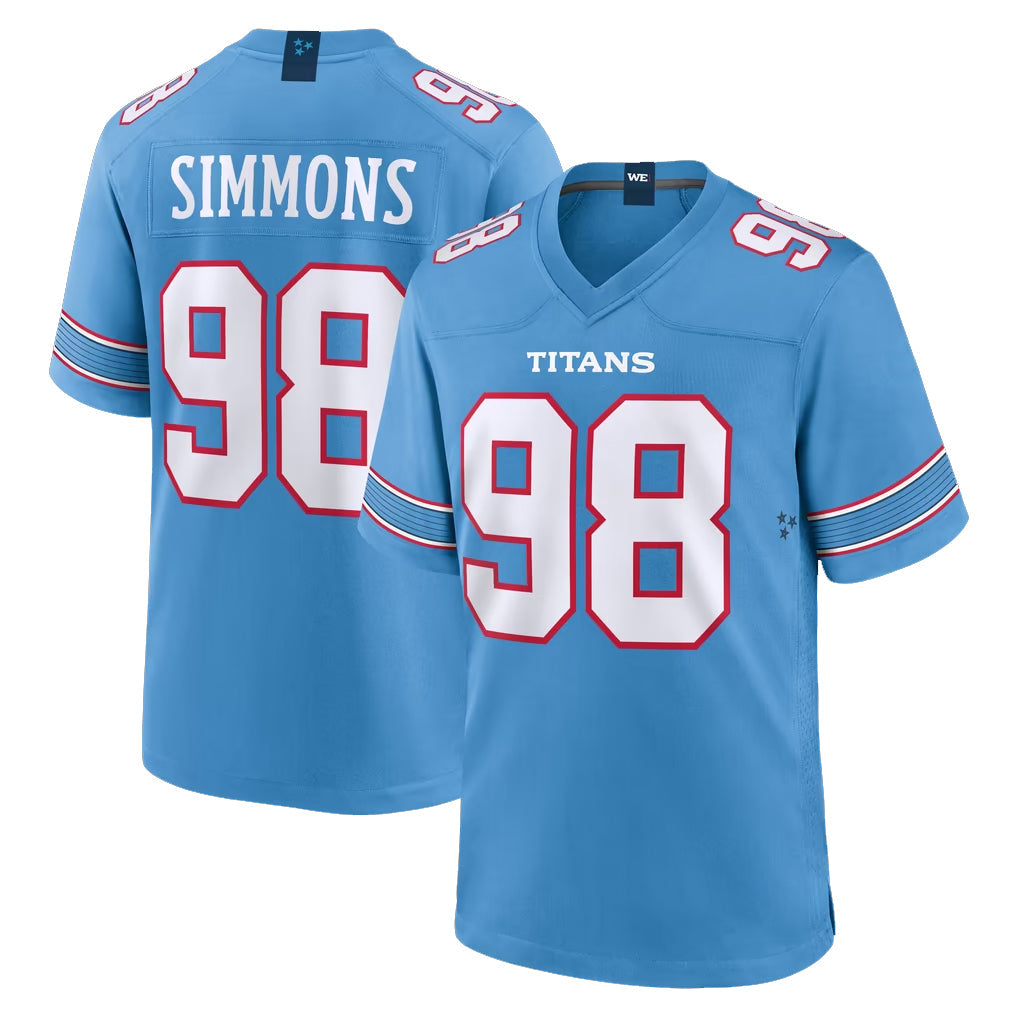 Choea T.Titans #98 Jeffery Simmons Player Light Blue 2026 Game Home Stitched Jerseys