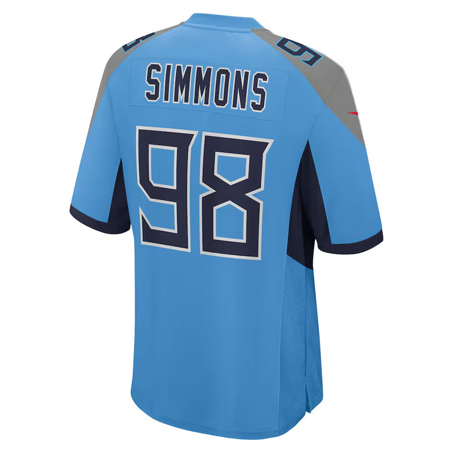 Choea T.Titans #98 Jeffery Simmons Player Light Blue Home Game Stitched Jerseys