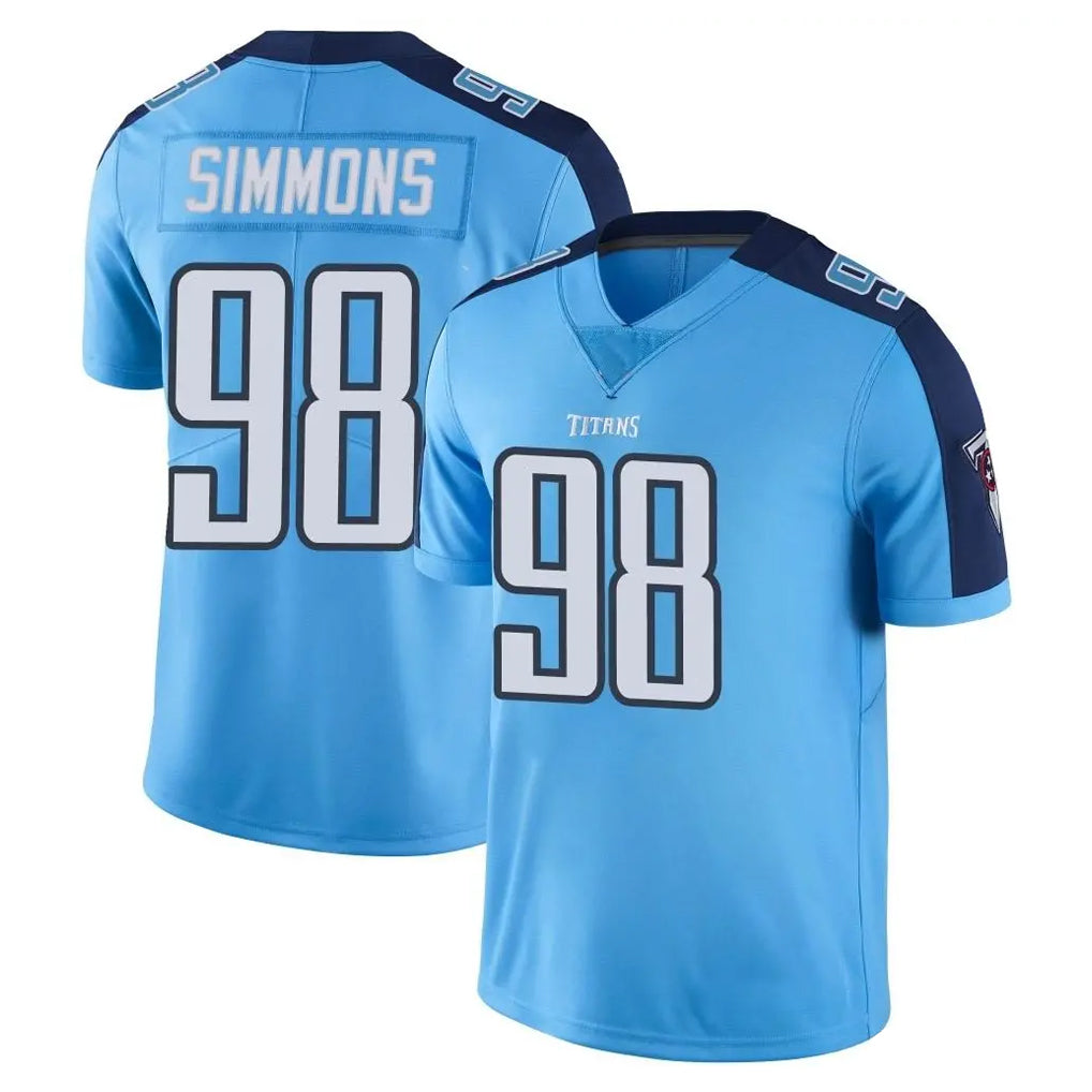 Choea T.Titans #98 Jeffery Simmons Player Light Blue Limited Color Rush Home Game Stitched Jerseys