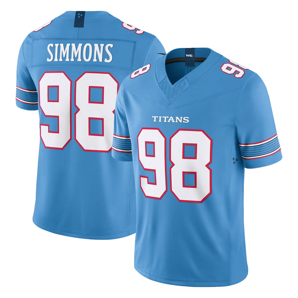 Choea T.Titans #98 Jeffery Simmons Player Light Blue Team Vapor F.U.S.E. Limited Home Game Stitched Jerseys