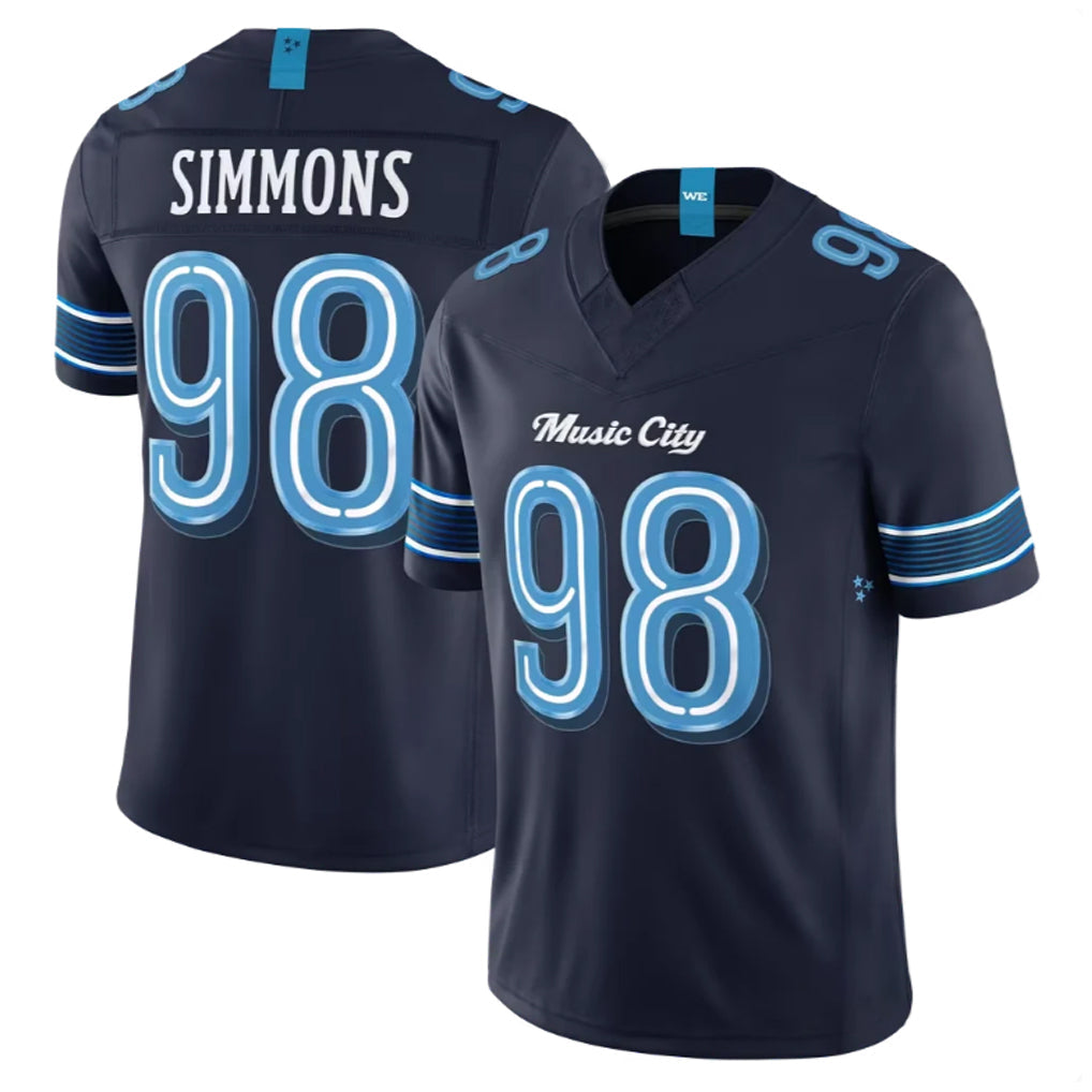Choea T.Titans #98 Jeffery Simmons Player Navy 2026 Rivalries Collection Limited Home Game Stitched Jerseys