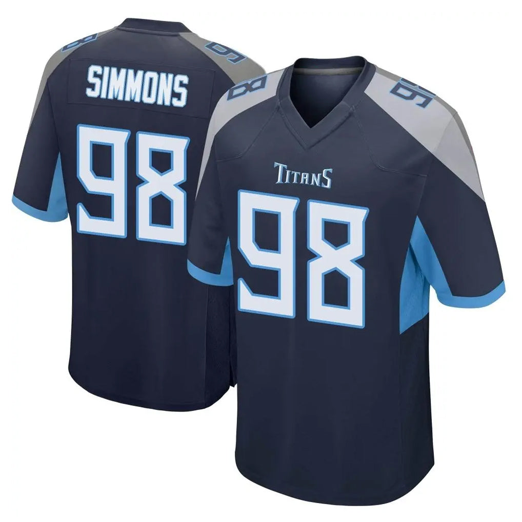 Choea T.Titans #98 Jeffery Simmons Player Navy Home Game Stitched Jerseys