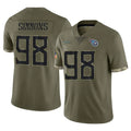 Choea T.Titans #98 Jeffery Simmons Player Olive Limited Salute to Service Home Game Stitched Jerseys