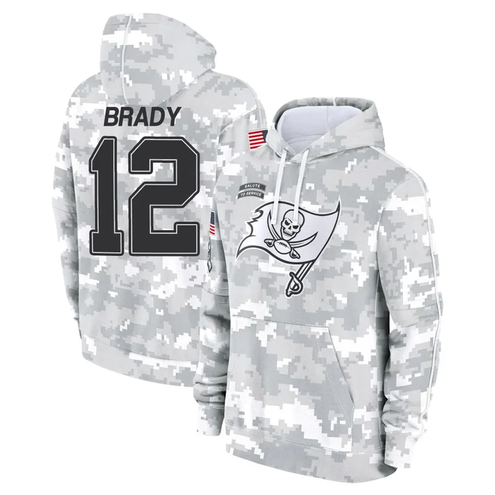 Choea TB.Buccaneers #12 Tom Brady Player Salute to Service Hoodies Stitched Jerseys