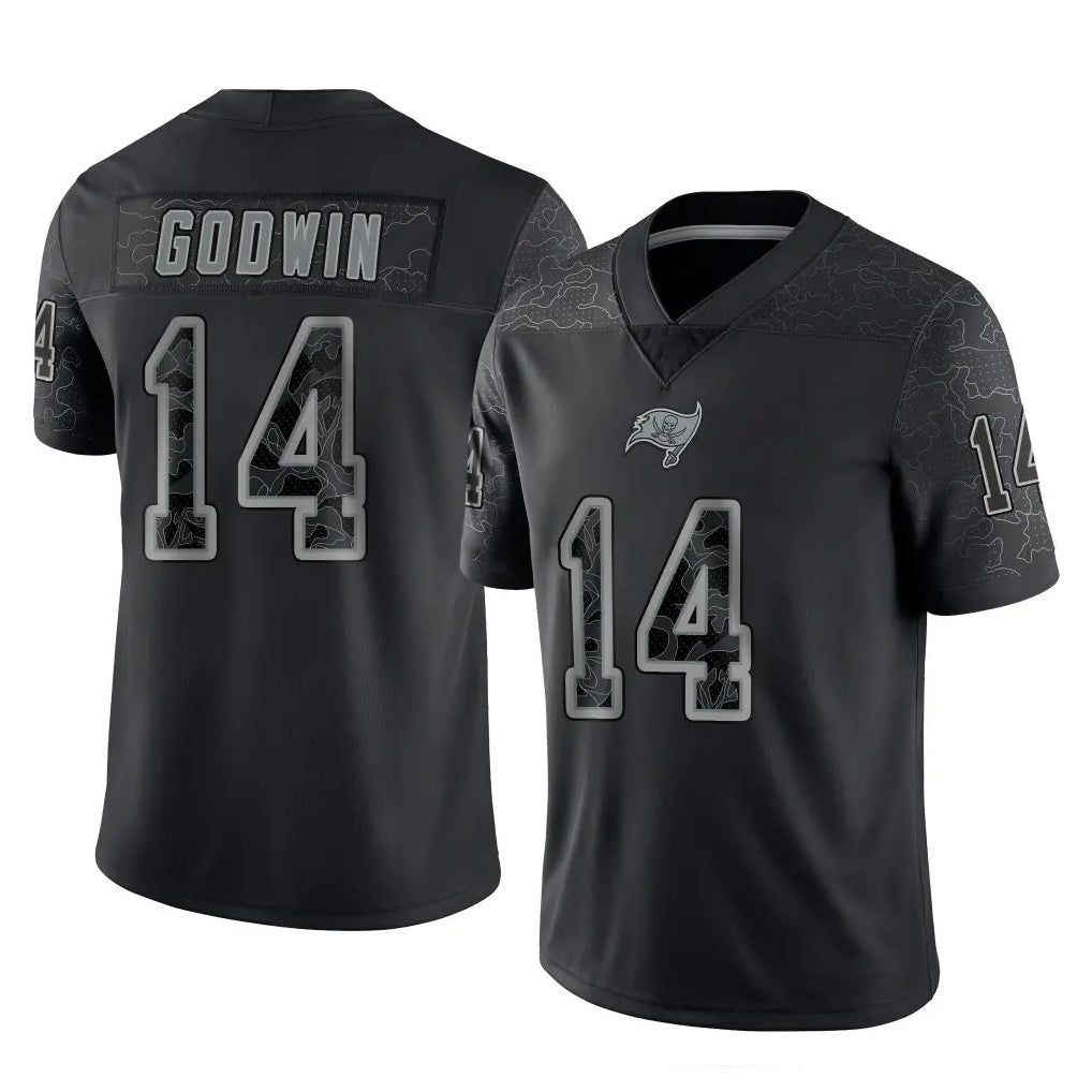 Choea TB.Buccaneers #14 Chris Godwin Jr. Player Black Reflective Limited Home Game Stitched Jerseys