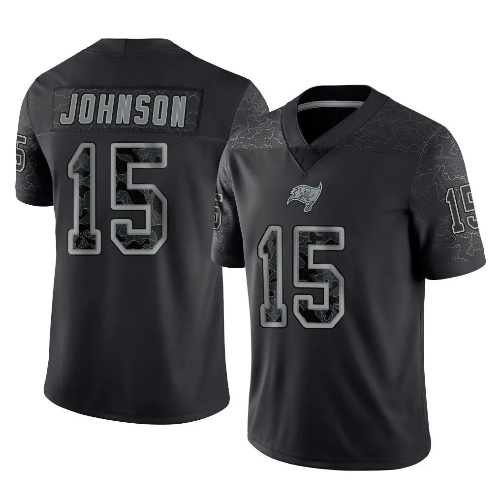 Choea TB.Buccaneers #15 Tez Johnson Player Black Reflective Limited Home Game Stitched Jerseys