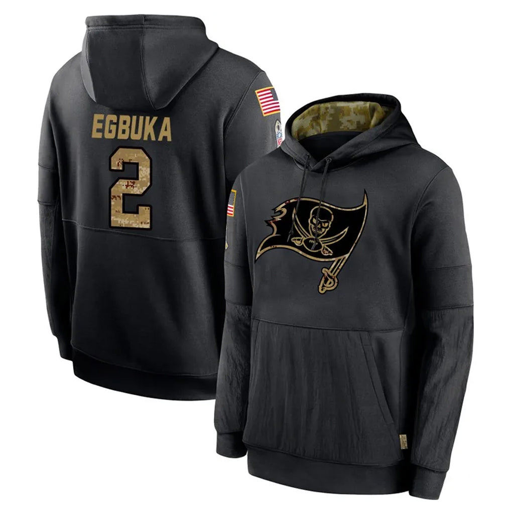 Choea TB.Buccaneers #2 Emeka Egbuka Player Black Salute to Service Sideline Performance Pullover Hoodies Home Game Stitched Jerseys
