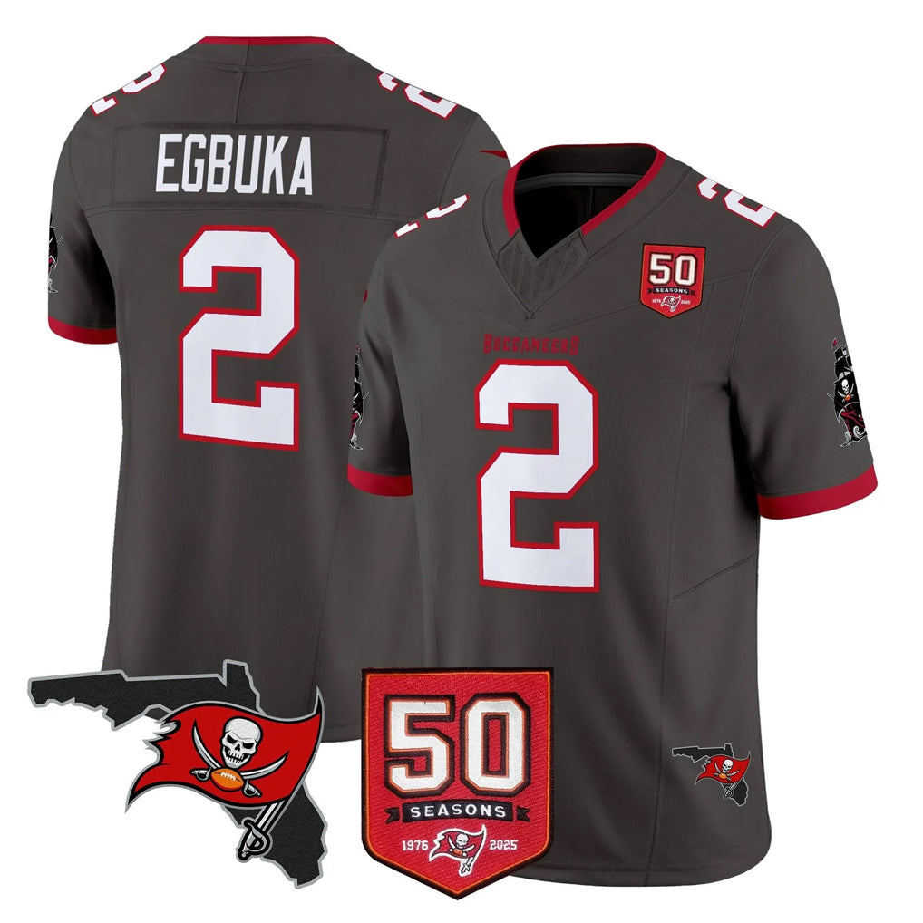 Choea TB.Buccaneers #2 Emeka Egbuka Player Pewter Limited 2026 Season Vapor F.U.S.E. Home Game Stitched Jerseys