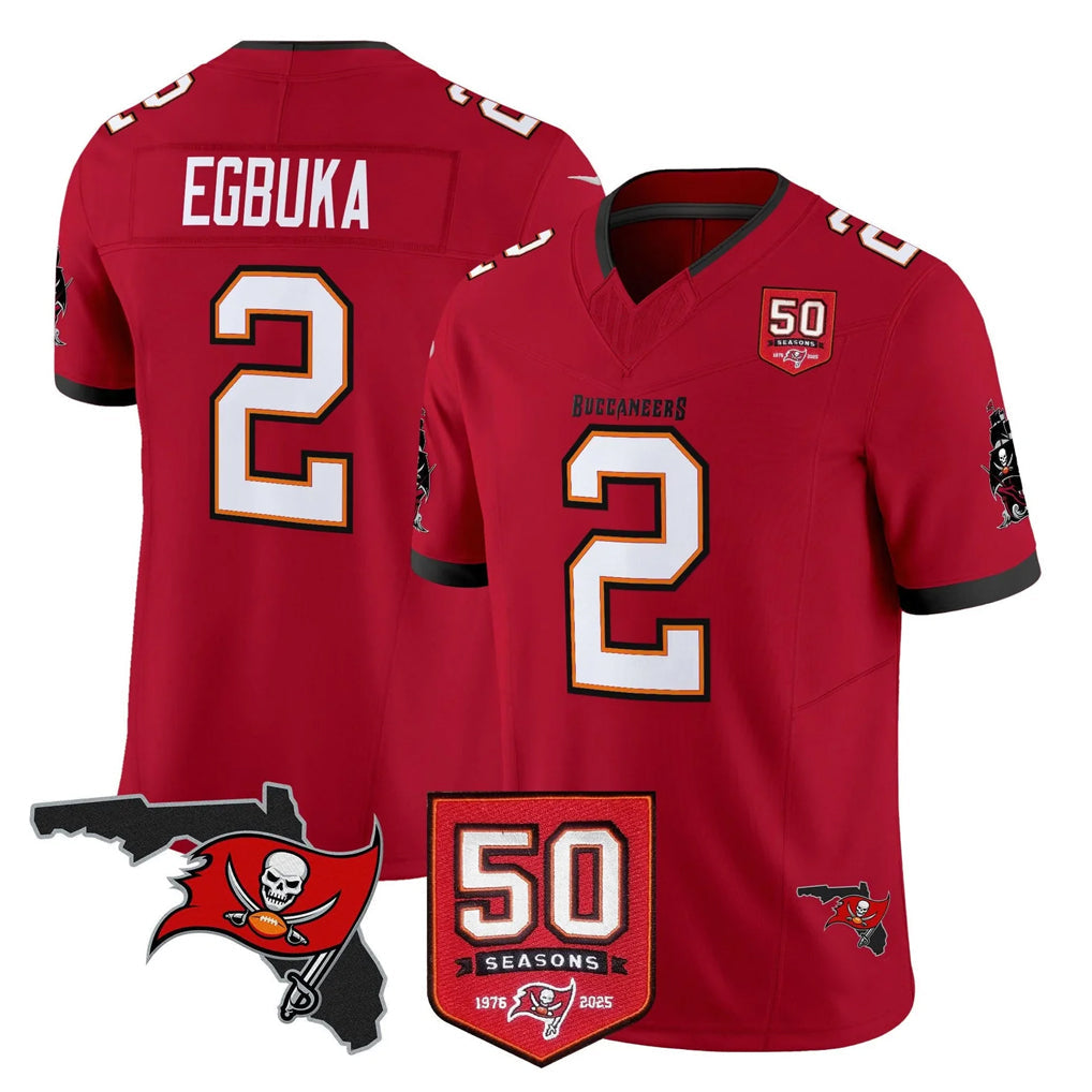 Choea TB.Buccaneers #2 Emeka Egbuka Player Red Limited 2026 Season Vapor F.U.S.E. Home Game Stitched Jerseys