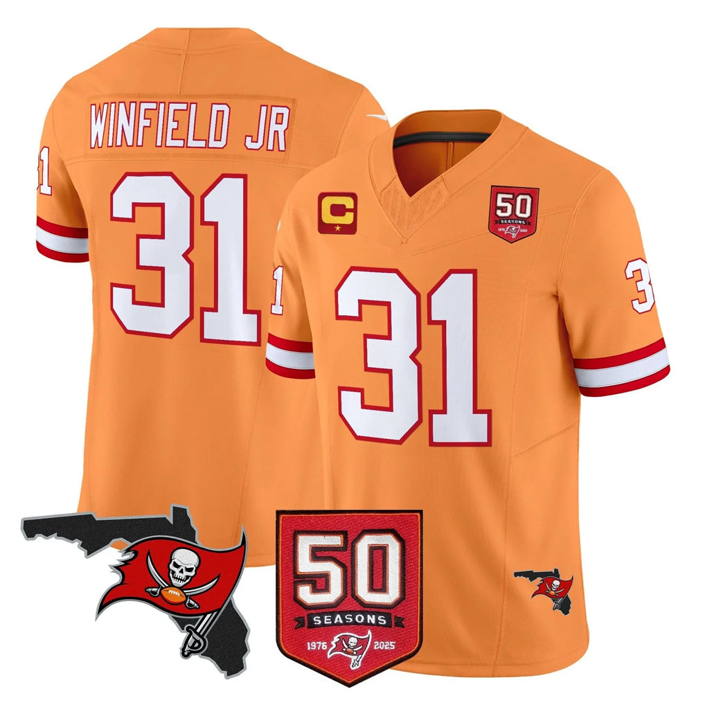 Choea TB.Buccaneers #31 Antoine Winfield Jr. Player Orange 50th Season Vapor Limited Home Game Stitched Jerseys