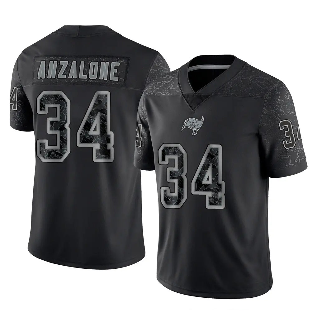 Choea TB.Buccaneers #34 Alex Anzalone Player Black Reflective Limited Home Game Stitched Jerseys