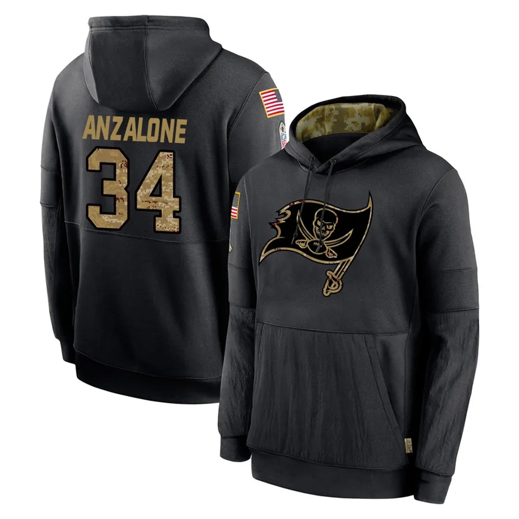 Choea TB.Buccaneers #34 Alex Anzalone Player Black Salute to Service Sideline Performance Pullover Hoodies Home Game Stitched Jerseys