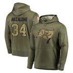 Choea TB.Buccaneers #34 Alex Anzalone Player Olive Salute to Service Pullover Hoodie Home Game Stitched Jerseys